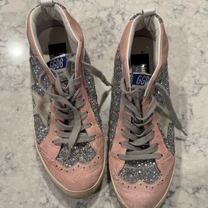 Limited Edition Golden Goose Pink and Silver Glitter Sneakers